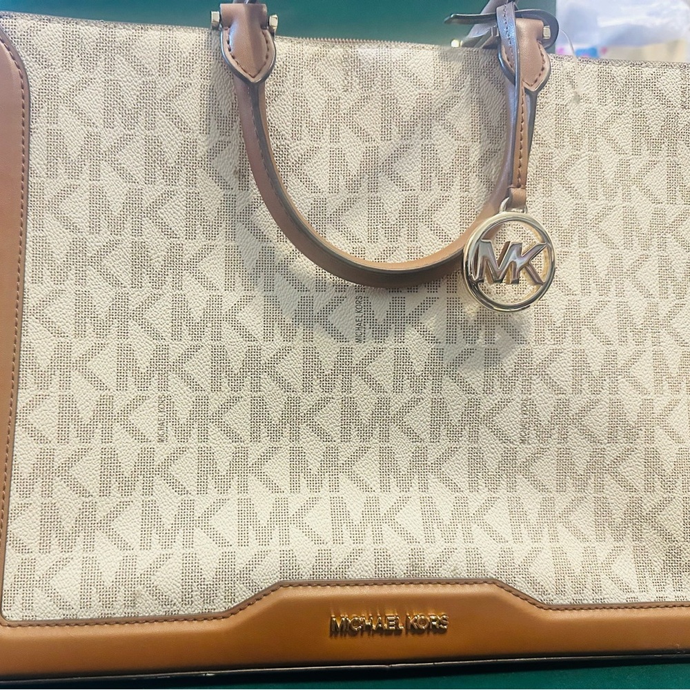 Michael Kors Brown and Cream Logo Tote